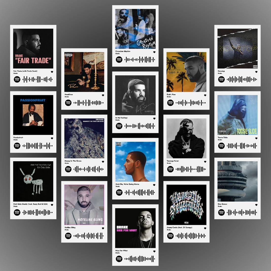 INDOART NET - Drake Poster | Drake Photocards Mini Posters Kit (Set of 16) | Collage Kit Photocard Size (8 x 6 cm) Posters for Phone Accessories, Bedroom, Office, Living room (Drake)