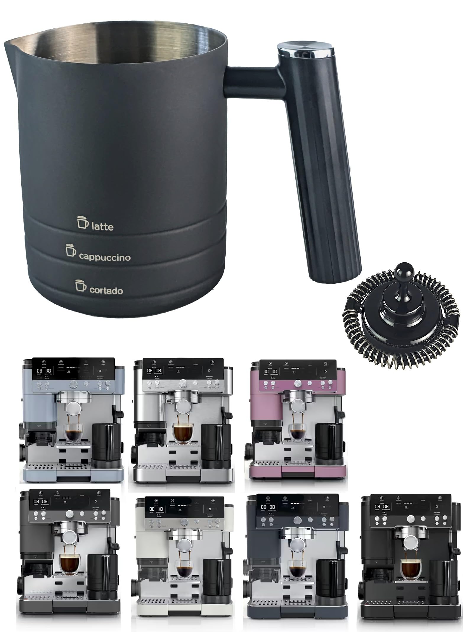 Photo 1 of Stainless Steel Milk Frother Pitcher compatible with ninja Luxe Café Premier ES501, ES601, ES655, with Frother Whisk, for Latte, Cappuccino, Cortado (Black)