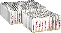 Tenergy 200-Pack AA & AAA Alkaline Batteries (100 Each) - Leakproof, 10-Year Shelf Life for Remotes, Toys, Keyboards