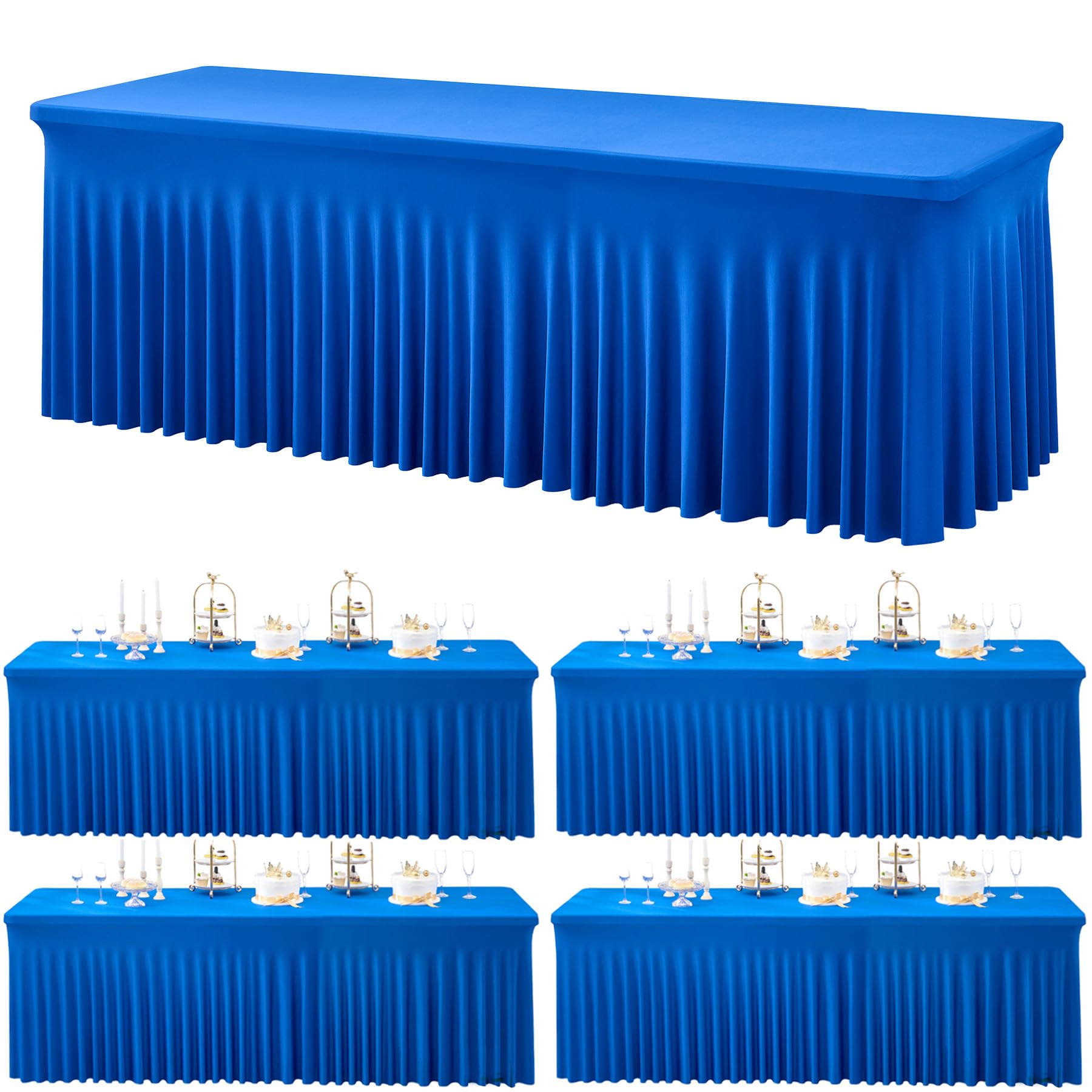 Nappe rectangulaire élasthanne bleu roi table 2,4 m extensible infroissable fête
