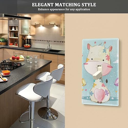 Miniatura 7 de Placa de interruptor de luz con diseño de jirafa para bebé, diseño de jirafa, decorativa, para oficina en casa