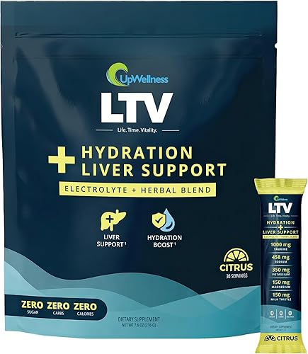 UpWellness LTV Paquetes de Hidratación del Hígado - Paquetes de Polvo de Electrolitos para Hidratación Instantánea - Formulado por Médicos