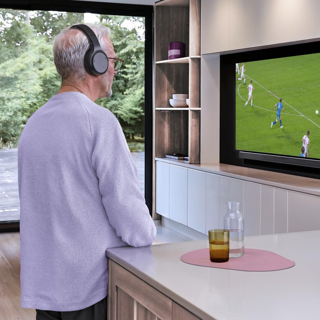 Hama Funkkopfhörer für TV, 2,4 GHz (kabelloser Kopfhörer für fernsehen ohne Audioverzögerung, 16 h Spielzeit, Over-Ear Kopfhörer mit Lautstärkeregler + 3 Modi, für Senioren und Hörgeschädigte) schwarz