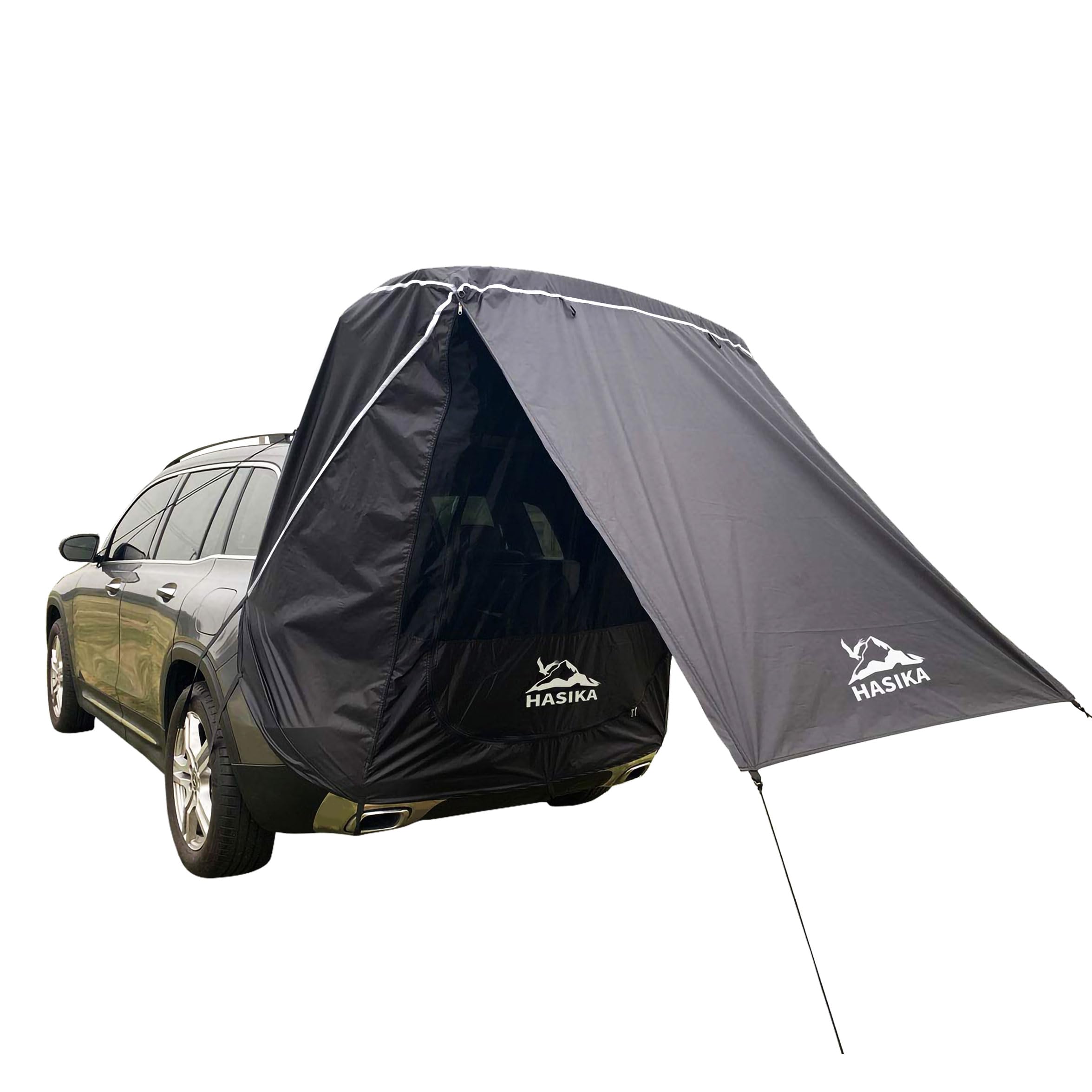 Hasika SUV Camping Tent Car Tailgate Shade Awning with Screen Net Waterproof 3000 MM UPF 50+ Black (Small)