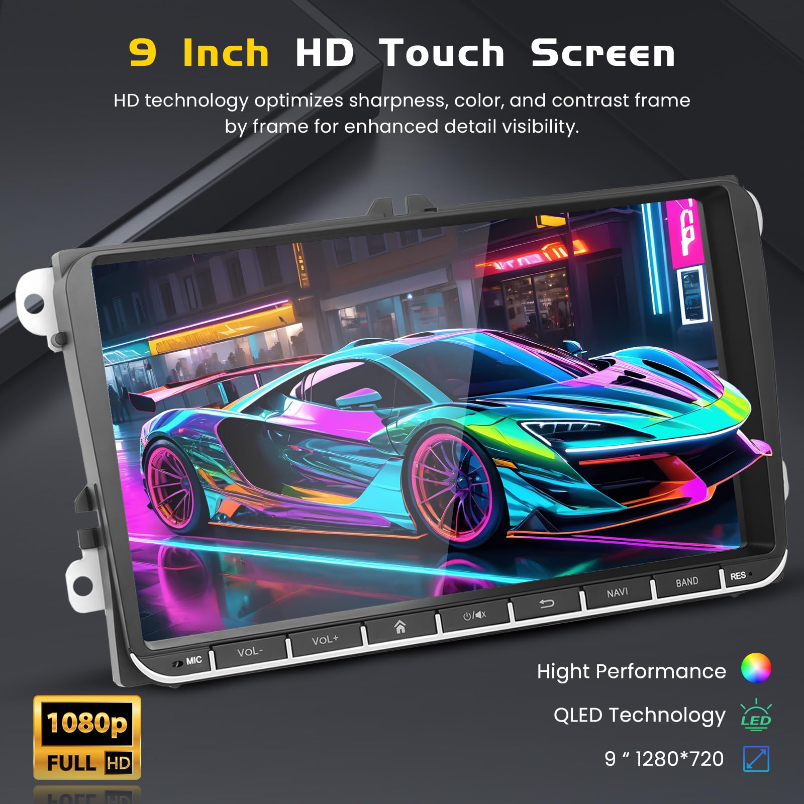 Inefala 4G+64G Android 15 Autoradio per VW Polo Golf Caddy Tiguan Touran Passat Seat, 9 Pollici Schermo Stereo Auto Bluetooth con Wireless CarPlay e Android Auto GPS WiFi RDS/FM SWC MIC Retrocamera