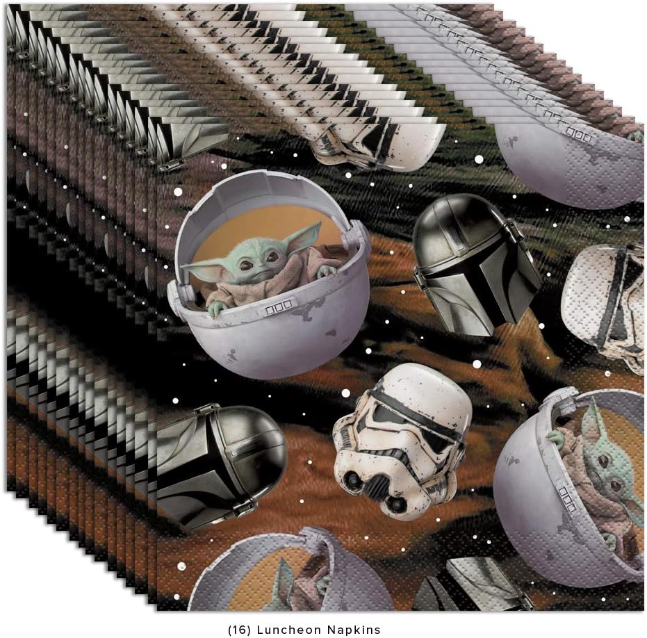 Costume Wizard Baby Yoda Mandalorian The Child Themed Happy Birthday Party Supplies for Kids, Serves 16, Decor and Dinnerware with Table Cover, Plates, Napkins, Sticker and Party Planning List