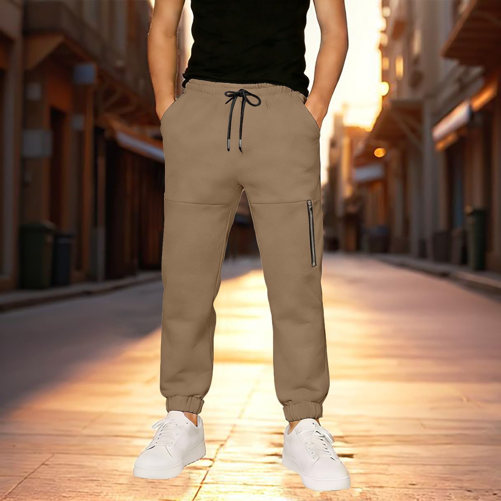 Pantalones de chándal para niños con cremallera en los tobillos, ajuste holgado