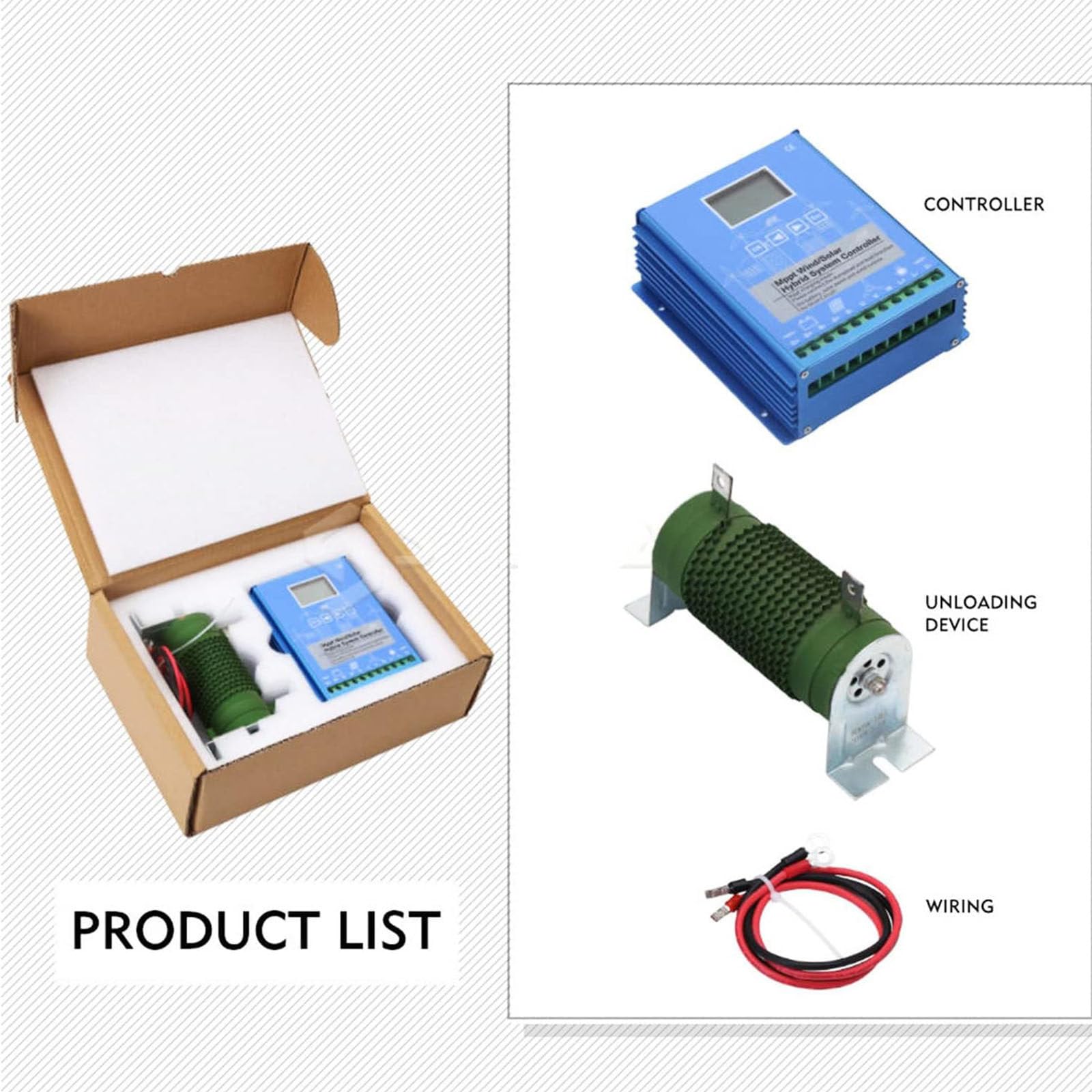 Controlador de Carga Híbrido Solar Eólico,Regulador Inteligente de Accesorios de Energía Eólica Solar,Regulador Inteligente Digital,para LiFePO4,Batería Inundada y de Litio,12000W/12V