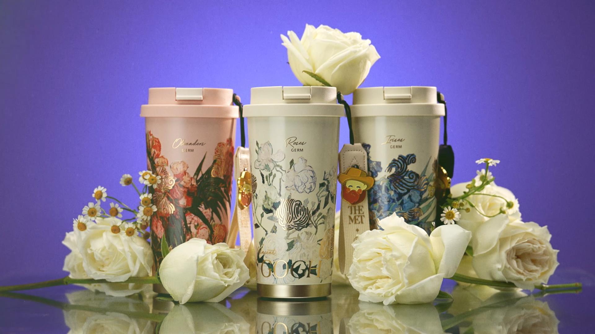 Amazon.co.jp: GERM 花アート系 タンブラー ｜500ml 真空断熱丨