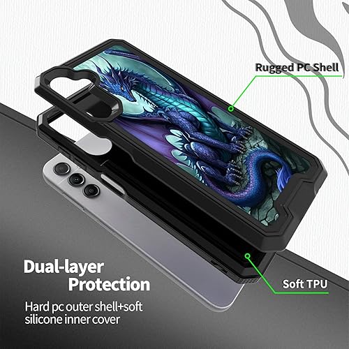 Miniatura 2 de Funda para Samsung Galaxy A54 5G 2023, Galaxy A54 5G con patrón de dragón para mujeres y hombres, funda híbrida de doble capa resistente a prueba de