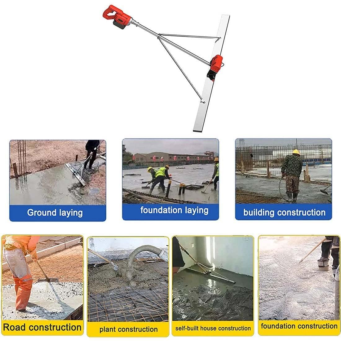 Cashwise Power Screed Concrete Finishing Vibra Tool, Tile Vibration Tool Tamper Ruler, Electric Cordless Screed Finishing Vibrating Machine With 5ft/150cm Board, 9 Speed Adjustment,2Battery