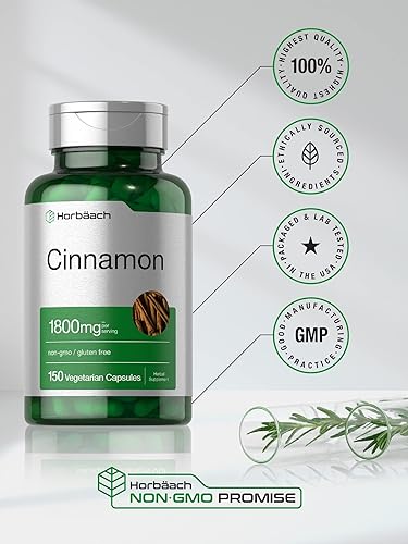 Miniatura 5 de Horbäach Cápsulas de canela de 1800 mg | 150 unidades | Suplemento de canela de Ceilán | Vegetariano, sin OMG, sin gluten