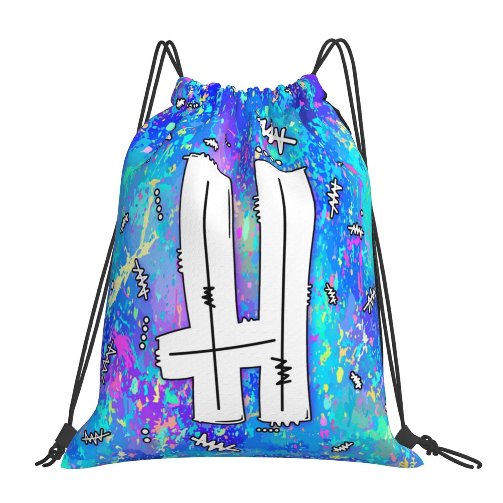 Drawstring Backpack Bag Sport Gym Sackpack Initial Blue Draw String Cinch Bags Bulk String Backpack Storage Bag for Women Men Letters H