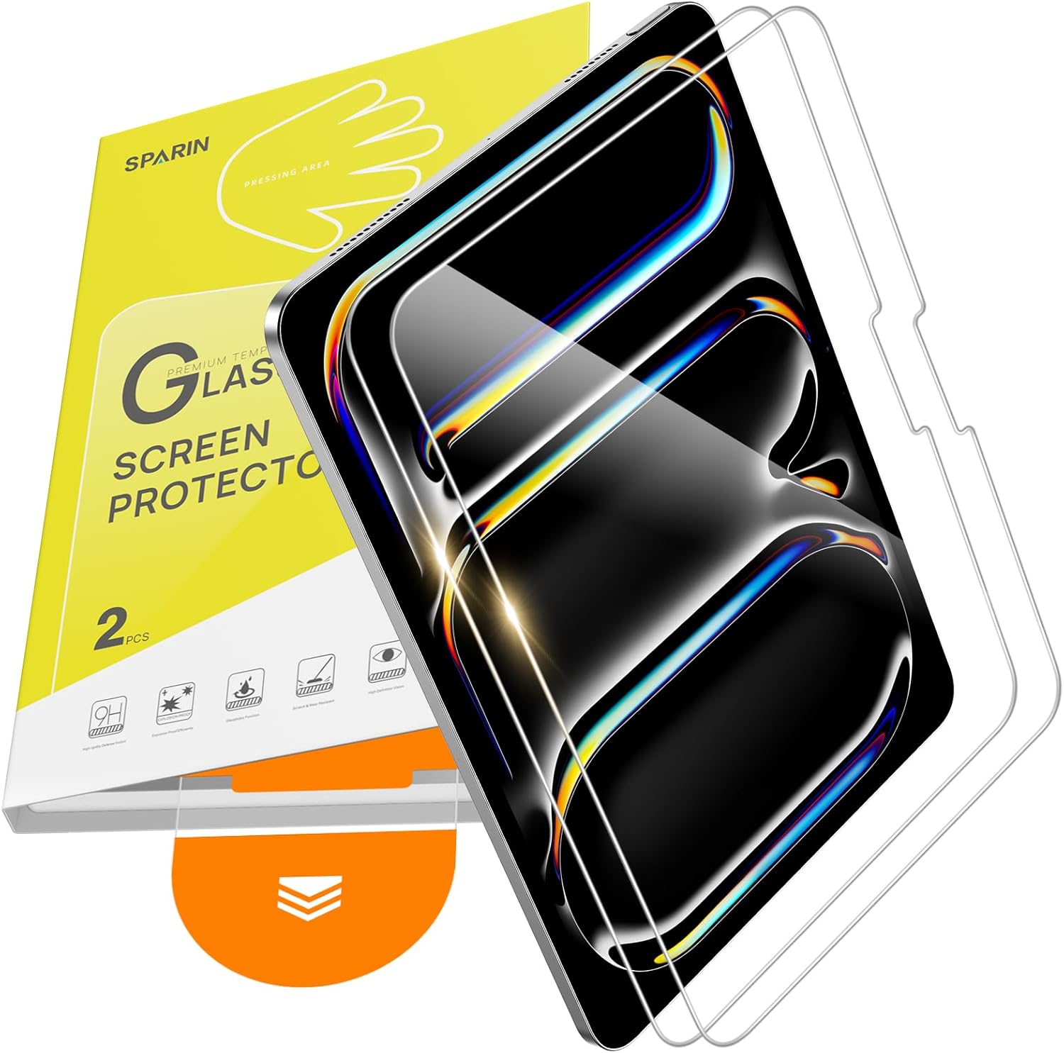 SPARIN 2 Pack Screen Protector for iPad Pro 13-inch M5/M4 (2025 & 2024 Version), Tempered Glass with Easy Application Tray, Case Compatible, Anti-Scratches, High Definition