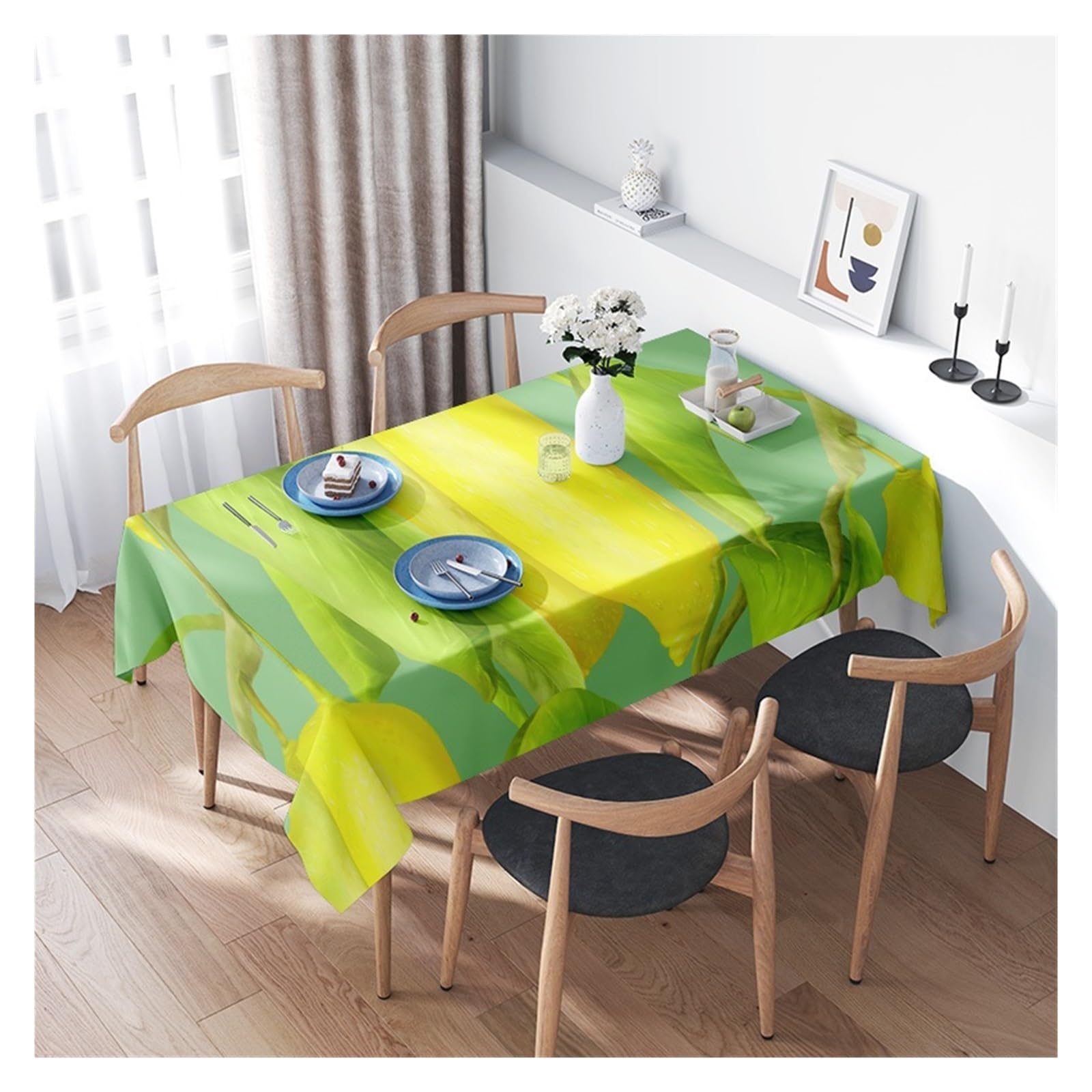 BDFJEDS Waterproof Tablecloth Waterproof Tablecloth Modern Abstract Art Dining Table Cover Washable Kitchen Decor(100X140CM)