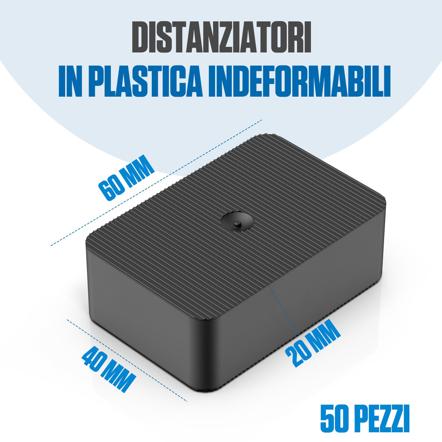 Bauhandel24 spessori in plastica 60 x 40 mm 20 mm 50 pezzi distanziatori resistenti piastre di compensazione per livellare cunei per mobili spessore per mobili ideali per costruzione e interni