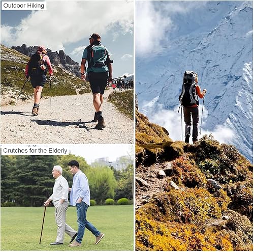 Miniatura 8 de Bastón de senderismo para senderismo con bloqueo rápido abatible, plegable, ligero, portátil, ajustable, bastón de senderismo para hombres, mujeres,