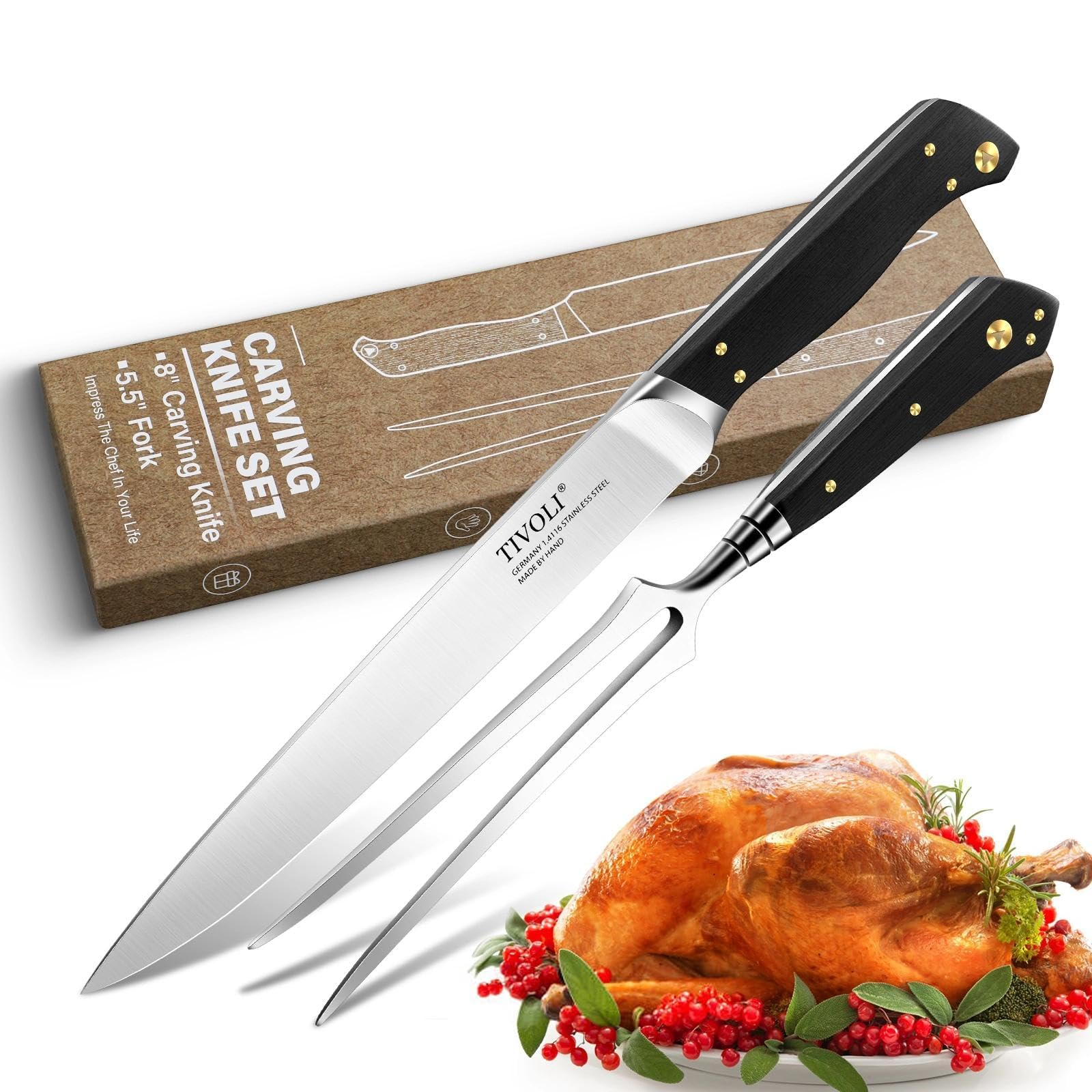 Snapklik.com : TIVOLI Turkey Carving Knife Set, Carving Fork & Knife ...