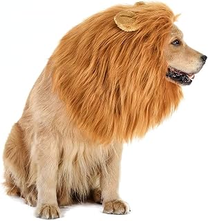 Lion Mane for Dog Costumes Realistic Funny Lion Wig for Medium Large Sized Dogs Halloween Pet Costume (Large, Light Brown)