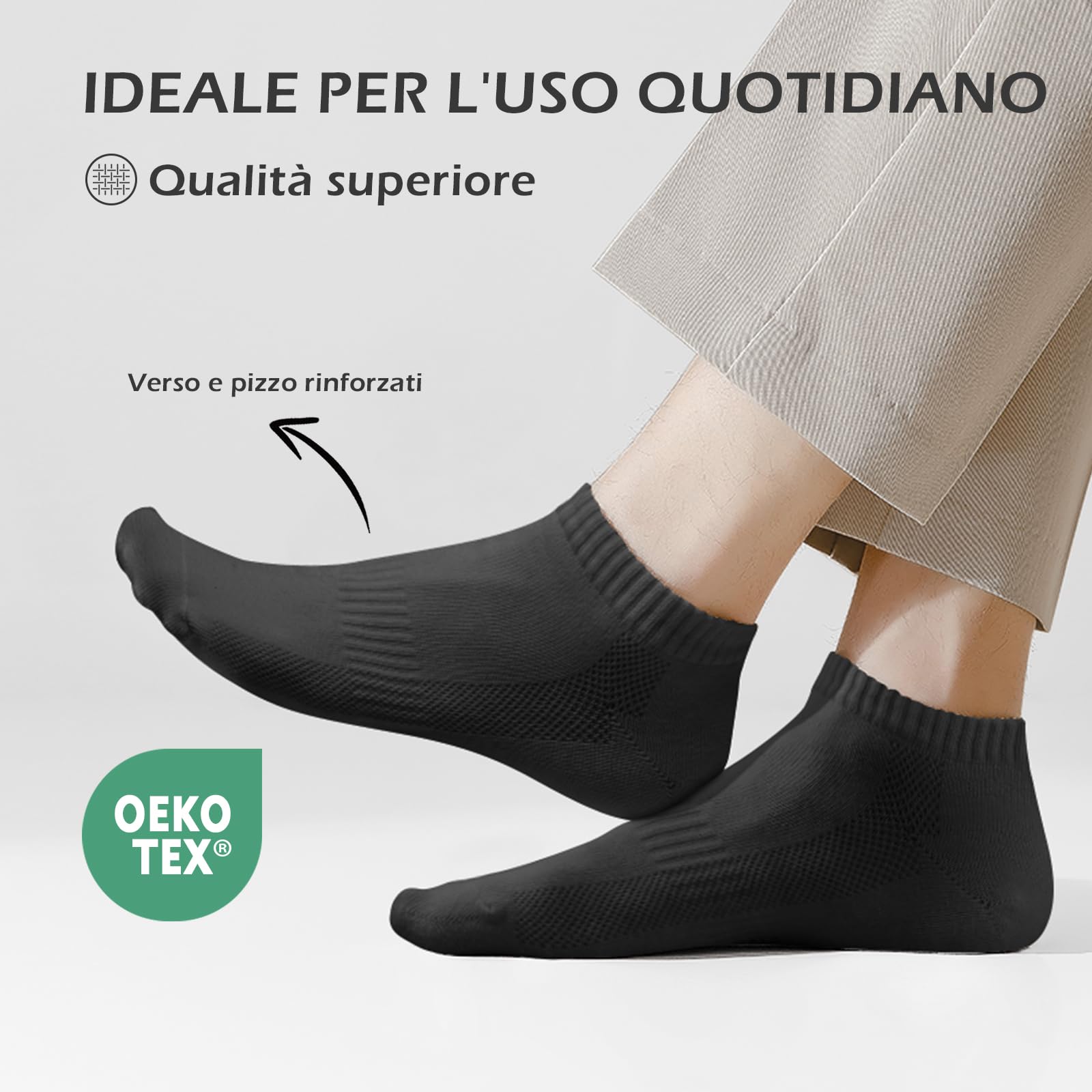 QINCAO 6/10 Paia Calzini Uomo Corti - Calzini Donna Corti - Calze Sportive Per Uomo e Calze Sportive Per Donna in cotone traspirant