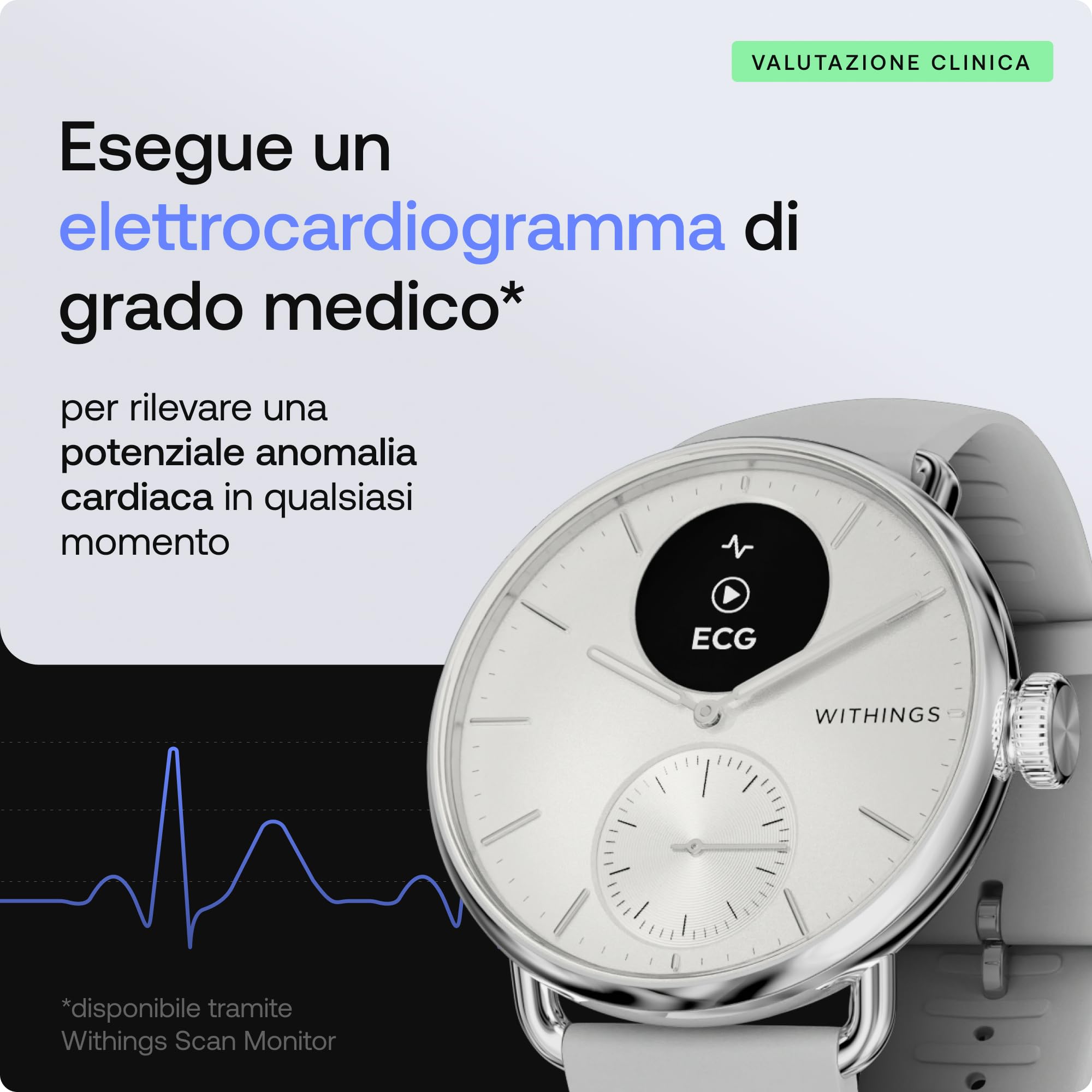 WITHINGS ScanWatch 2, Smartwatch ibrido per la salute del cuore per uomini e donne - ECG, SpO2, monitoraggio temperatura, sonno, salute respiratoria, ciclo, batteria 30 giorni, per iOS e Android…