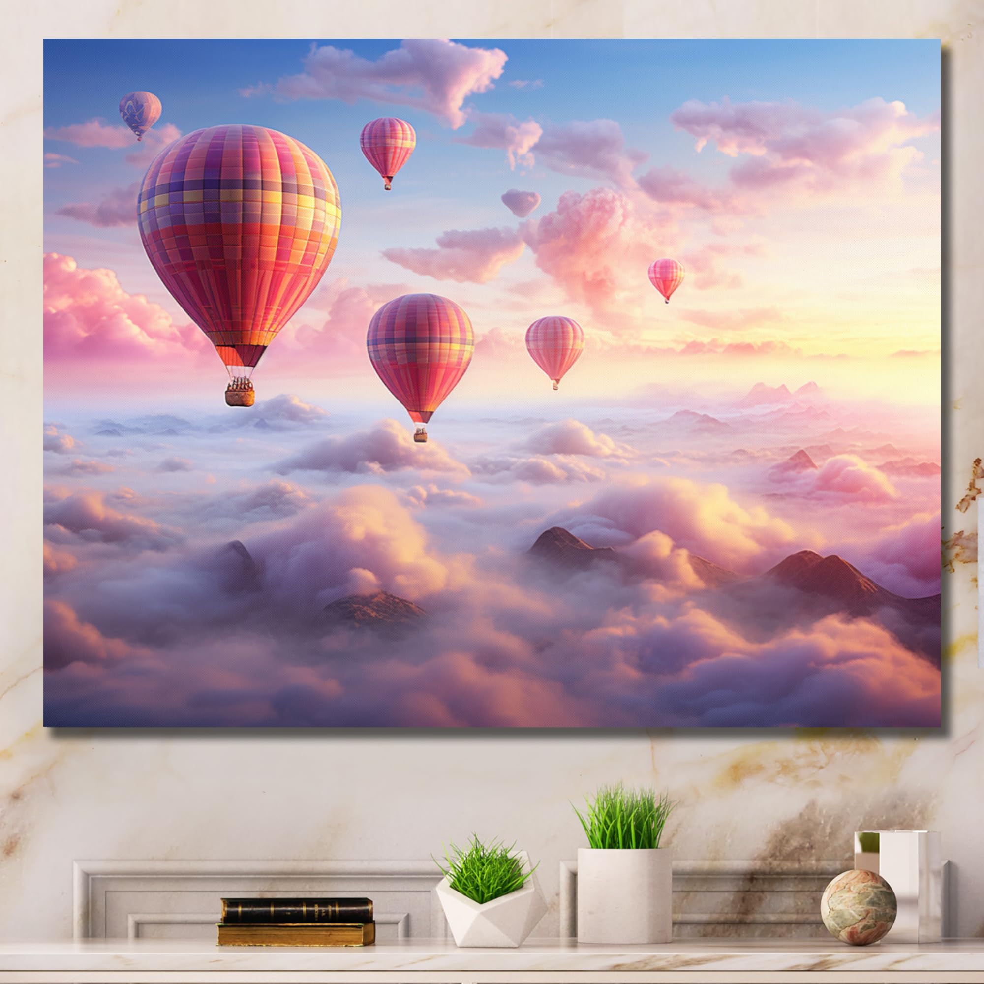 絵画 hot air Amazon.com: DesignQ Hot Air Balloon Wall art decor, Hot Air