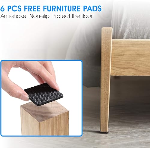 Miniatura 5 de CRETBEL 4 topes para cabecero, marco de cama ajustable roscado, herramienta antivibraciones con almohadillas para muebles, estabilizador de