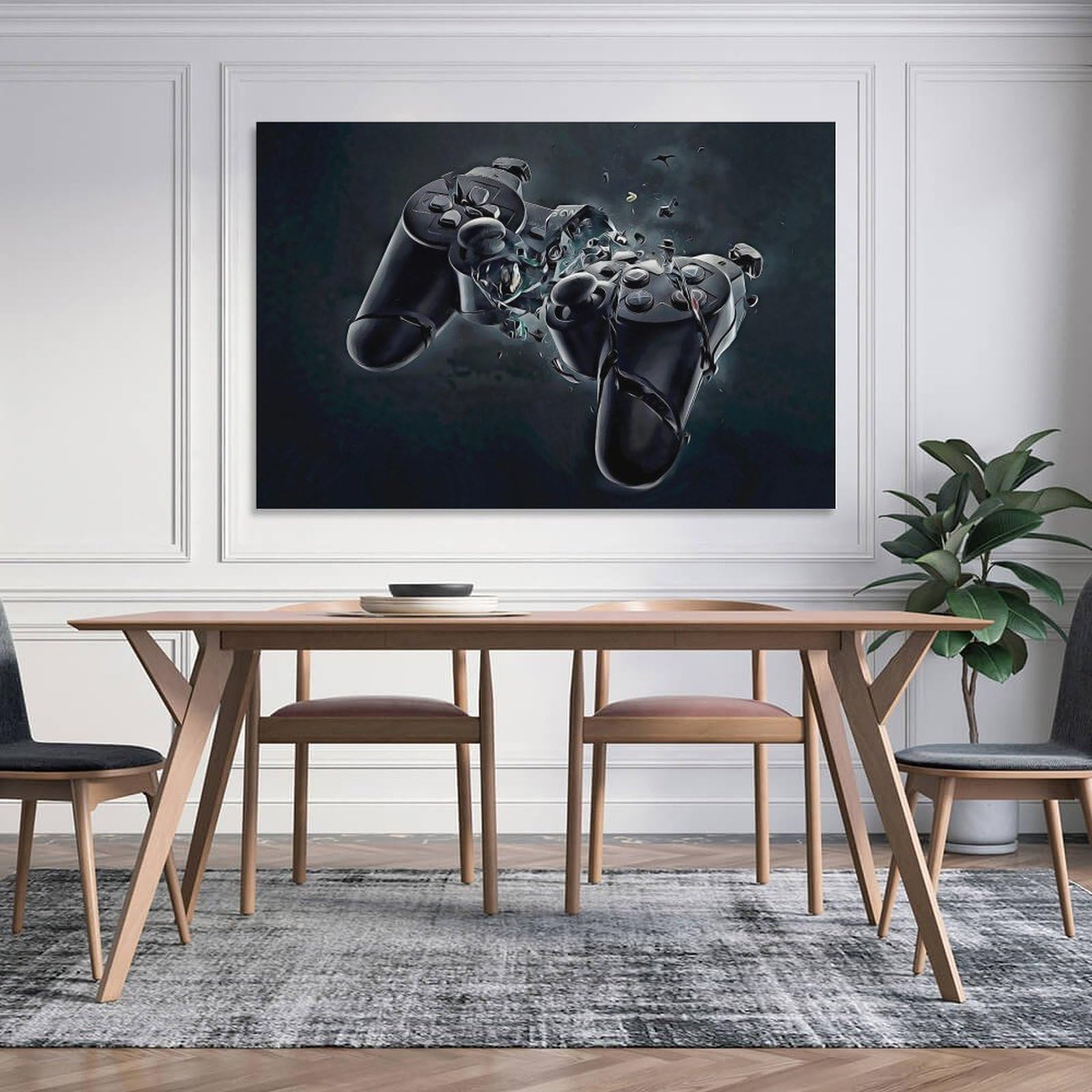 LZTEN Póster de gamepad roto, regalo para novio jugador, lienzo de videojuegos, decoración de pared de gamepad, decoración de sala de juegos, decoración de sala de juegos, lienzo decorativo de pared