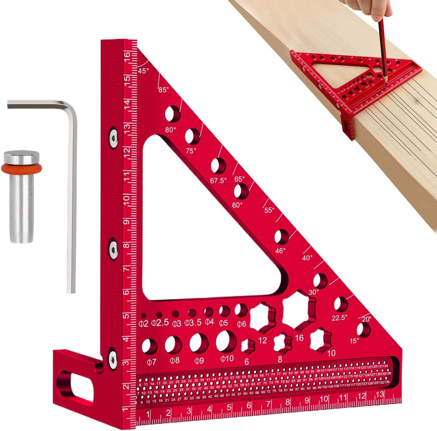 3D Square Tool,3D Measuring Carpenter Ruler for Framing | Adjustable Woodpeckers Tools for Drawing Furniture Crafting Workshop Leveling Layout Rafter Cutting