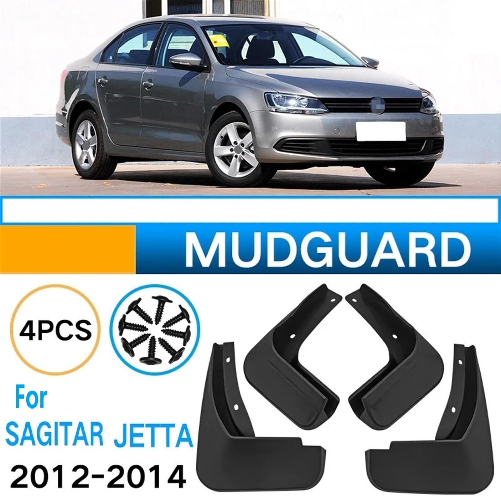 Parafanghi, for Volkswagen, for Sagitar Jetta 2012-2014 4 pezzi Parafanghi spessi in polipropilene for auto Paraspruzzi paraspruzzi per auto