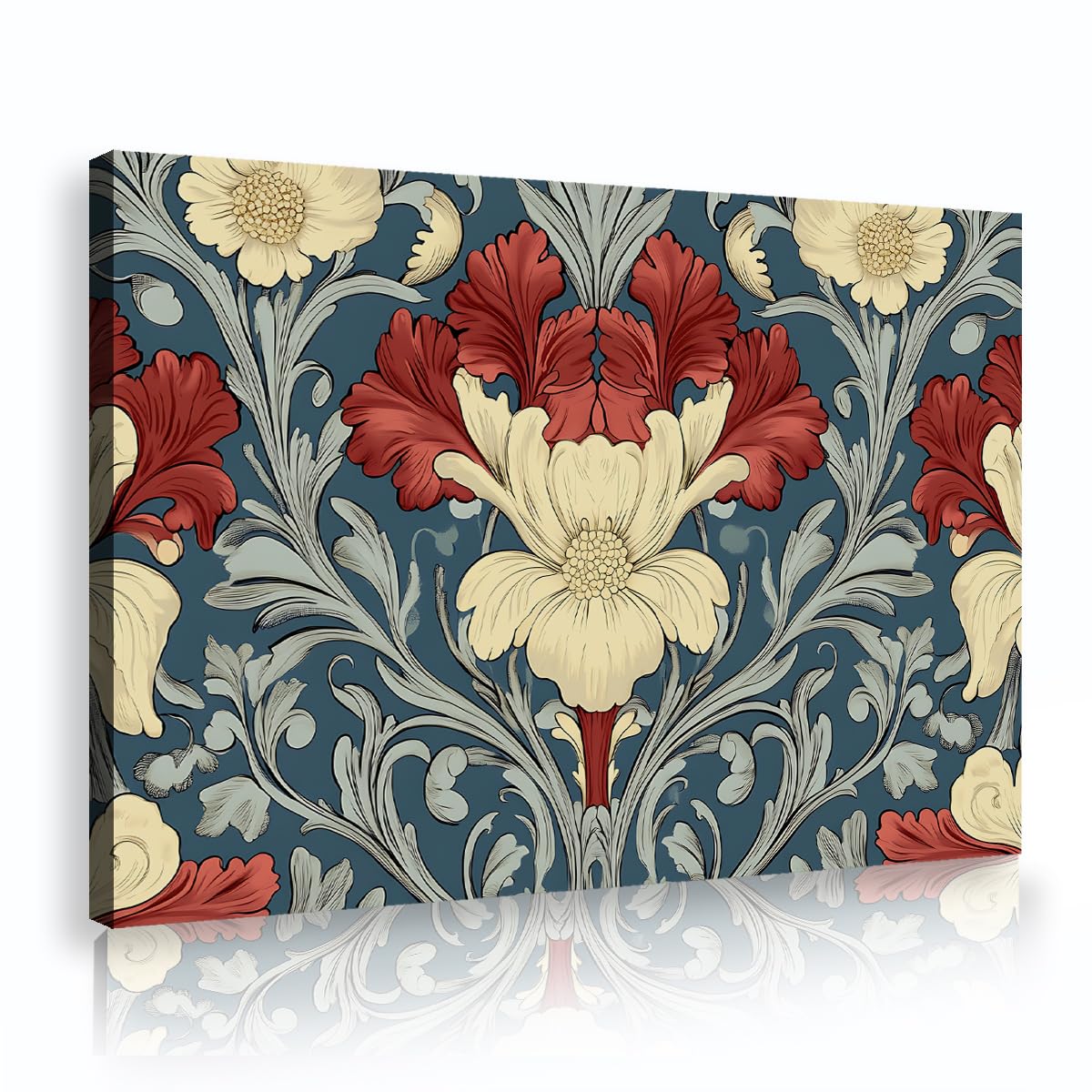 TOANGWALL Iris Tulip Poster Victoria Scroll Vines Painting Canvas Wall Art Pictures Vintage Floral Damask Artwork Print for Hallway Home Office Decor 60x90cm
