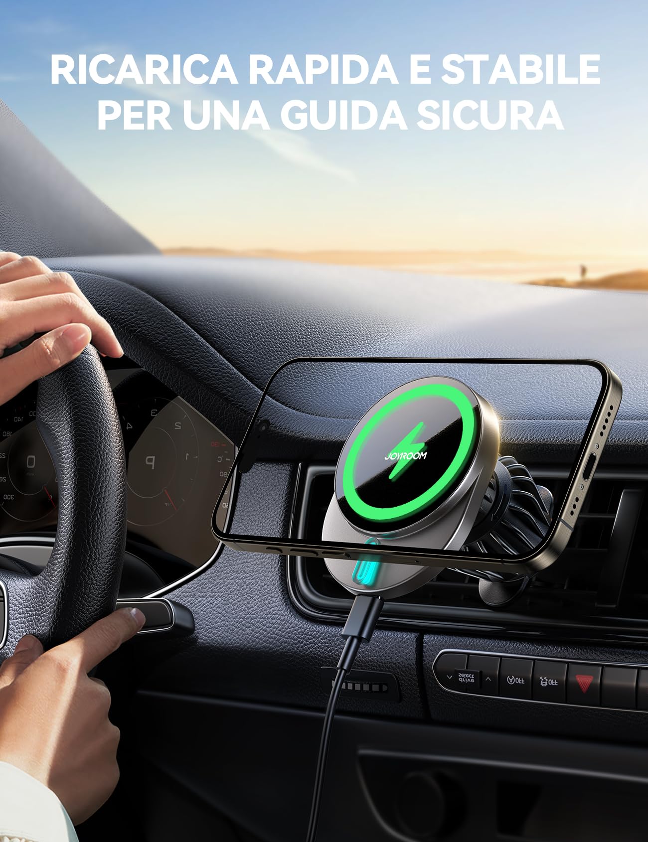 JOYROOM Caricatore Wireless Auto Magsafe per Presa d'Aria, 15W Ricarica Veloce Supporto Telefono Auto Magnetico, Ricarica Wireless Auto Compatibile con iPhone 16/15/14/13/12 Serie