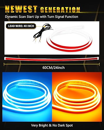 Vista 12 de YM E-Bright Señal de giro secuencial intermitente indicador LED DRL luz de freno de cola diurna para coches, SUV, motocicleta, exterior flexible