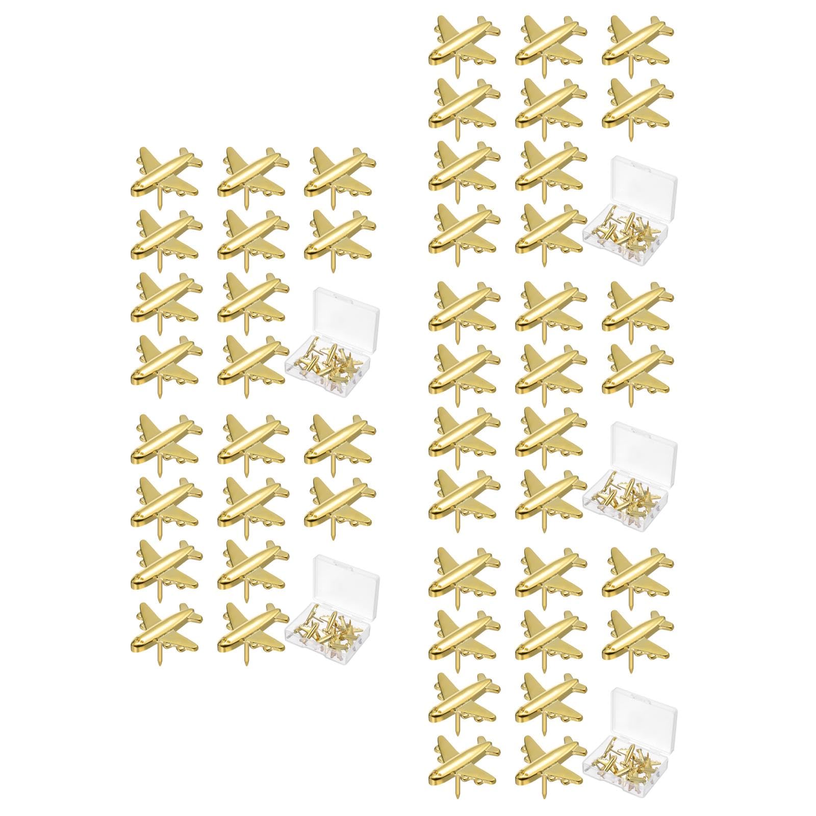 DOITOOL Punaises d'avion : 120 Punaises Décoratives en Métal d'avion À Dessin pour Tableau en Liège pour Carte Tableau en Liège Mur Photo Doré