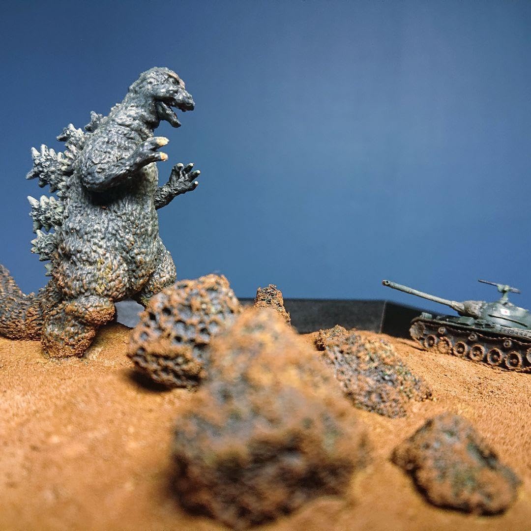 ゴジラ対自衛隊 61式戦車 (モスラ対ゴジラ) 二面背景付 ジオラマ