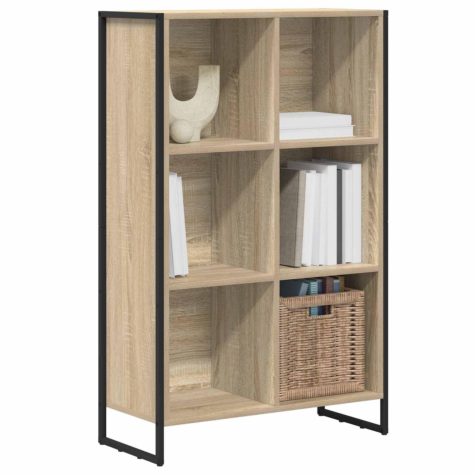 Libreria Sonoma, 99,5 x 30 x 108,5 cm, in legno, stile industriale, con 6 scomparti, per soggiorno, studio e ufficio, resistente, divisorio moderno, facile da pulire