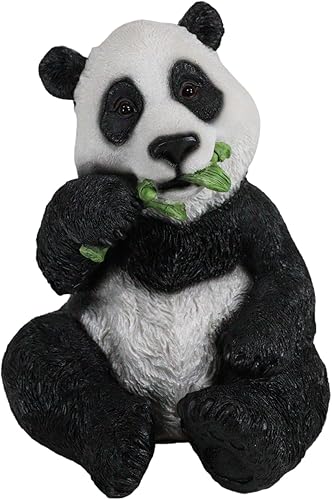 Ebros - Estatua de bambú gigante realista realista de China de 8.25 pulgadas de alto con ojos de cristal pintada a mano del este de los pandas de la