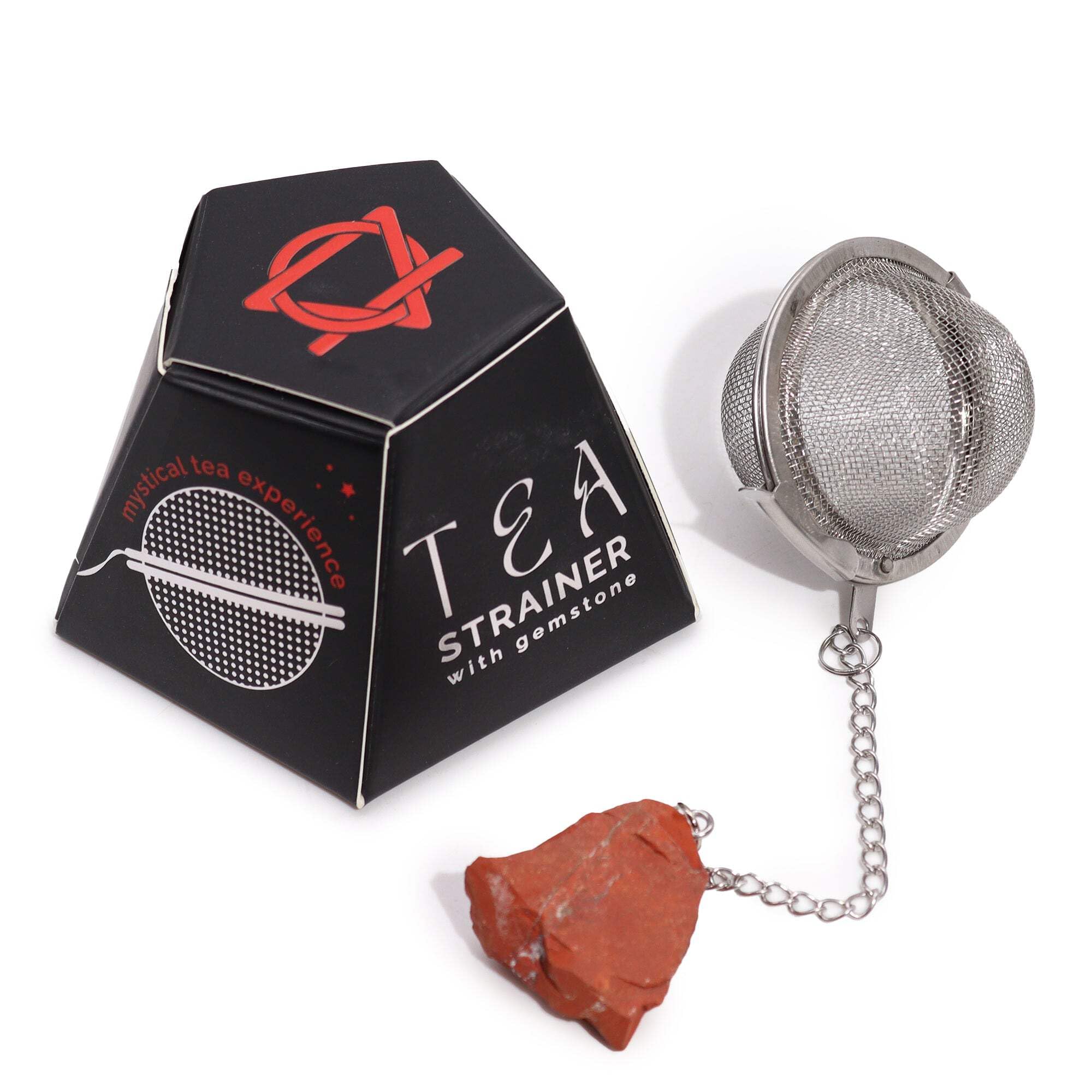 Raw Crystal Gemstone Tea Strainer - Raw Crystal Gemstone Tea Strainer - Red Jasper