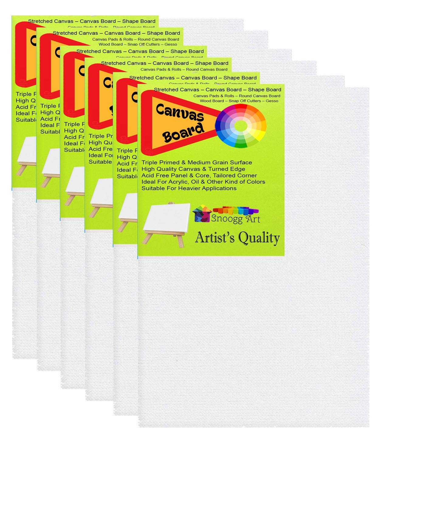 Orgner Super Value Pack Size 8x8 Inch Gesso Primed Canvas Panel Boards for Painting Pack of 6 Professional Artist Quality Acid Free