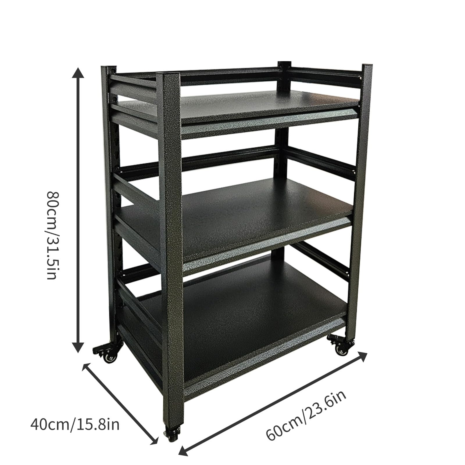 Estantería Metalica Pesada,Estantería de Negra Almacenaje Industrial para Garaje,3 Estantes Ajustables,Estante para Neumáticos para Garajes/Cocinas/Oficinas(Size:60x40x80cm)