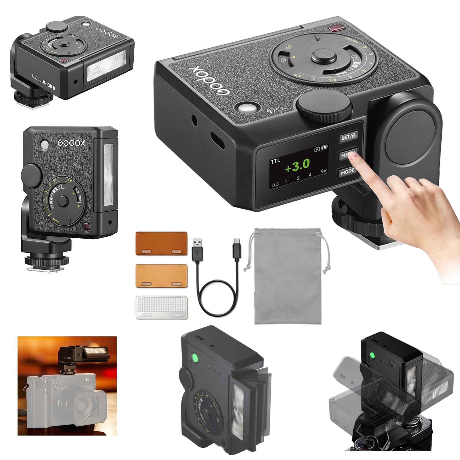 Godox Lux Junior II pour appareils Photo rétro Flash Speedlite C/N/O/P/F
