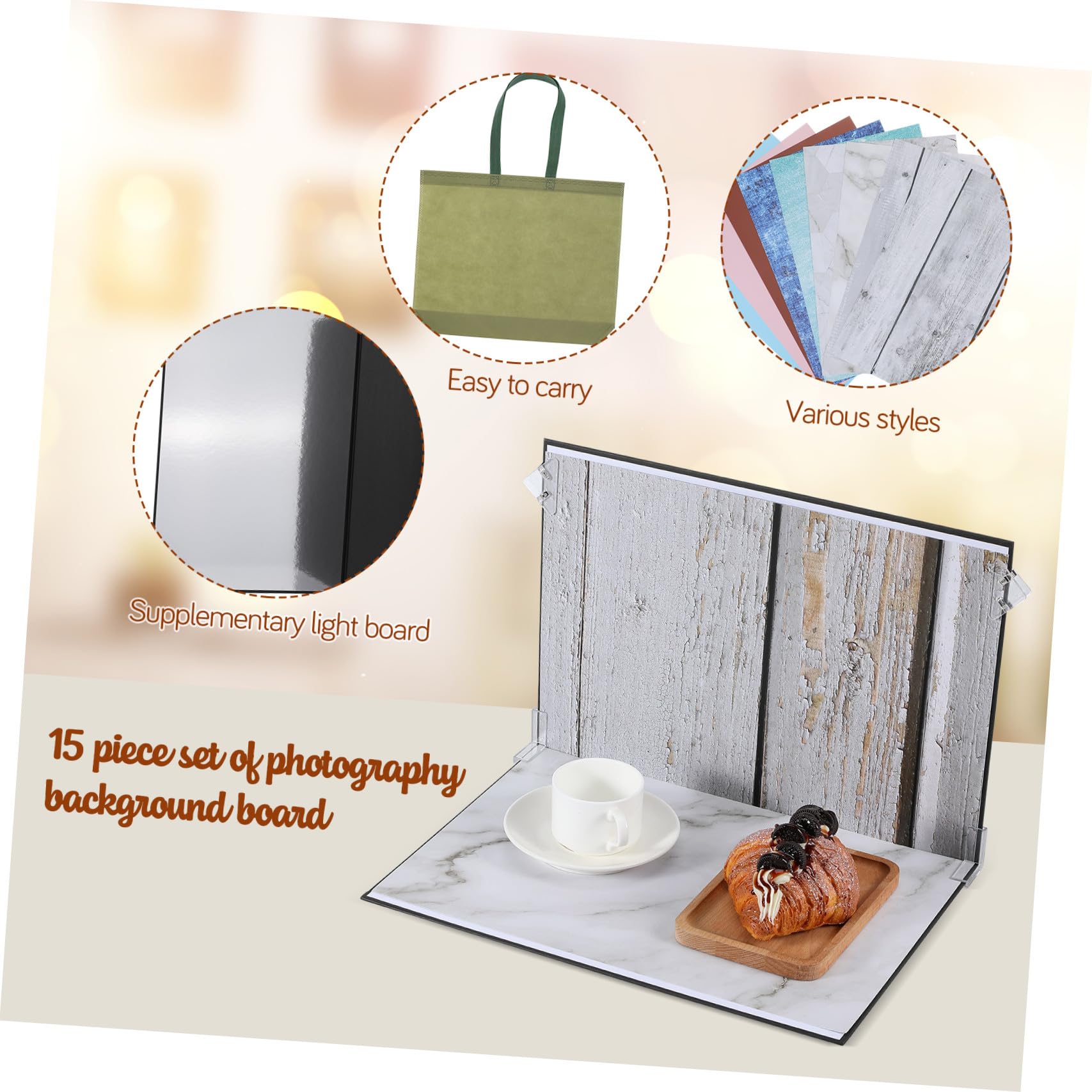 Elementów Tła Fotograficznego z Podwójnymi Wzorami Przenośny Kit Do Zdjęć Produktów z Torbą i Klipsami Idealny Do Biżuterii i Kosmetyków