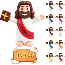 60 PCS Little Jesus Figures Mini Pocket Jesus Loves You Figurines for Easter Egg Stuffers Church Giveaways Baptism Religious Inspirational Gifts