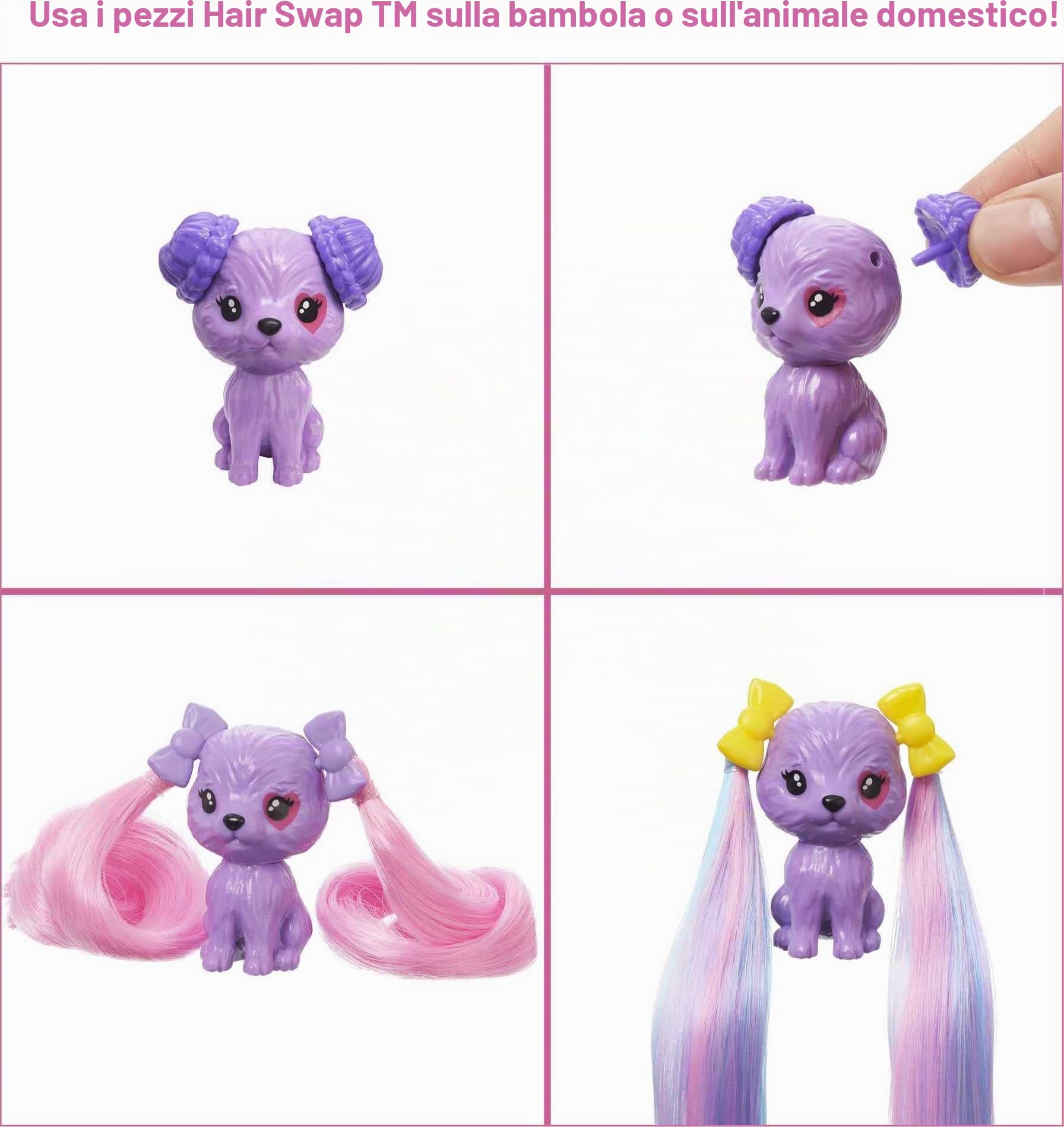 Barbie- Color Reveal Glitter, Bambola con Glitter Viola con 25 Sorprese e Tanti Accessori per Acconciature Capelli e a Tema Festa, Giocattolo per Bambini 3+Anni, HBG41