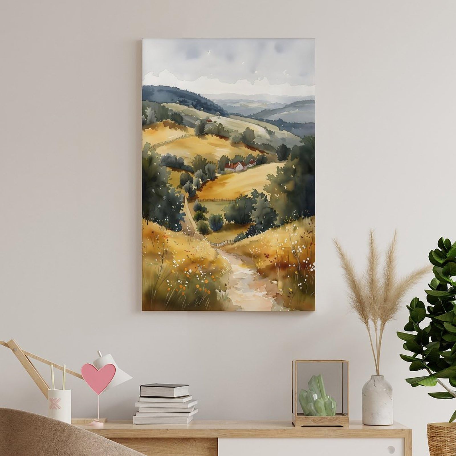 Surrey Hills Aquarellgemälde, Wandkunst, Surrey Hills, Poster, Heimdekoration, Geschenk für Kunstliebhaber, Kunstdruck, ungerahmt, 60 x 90 cm