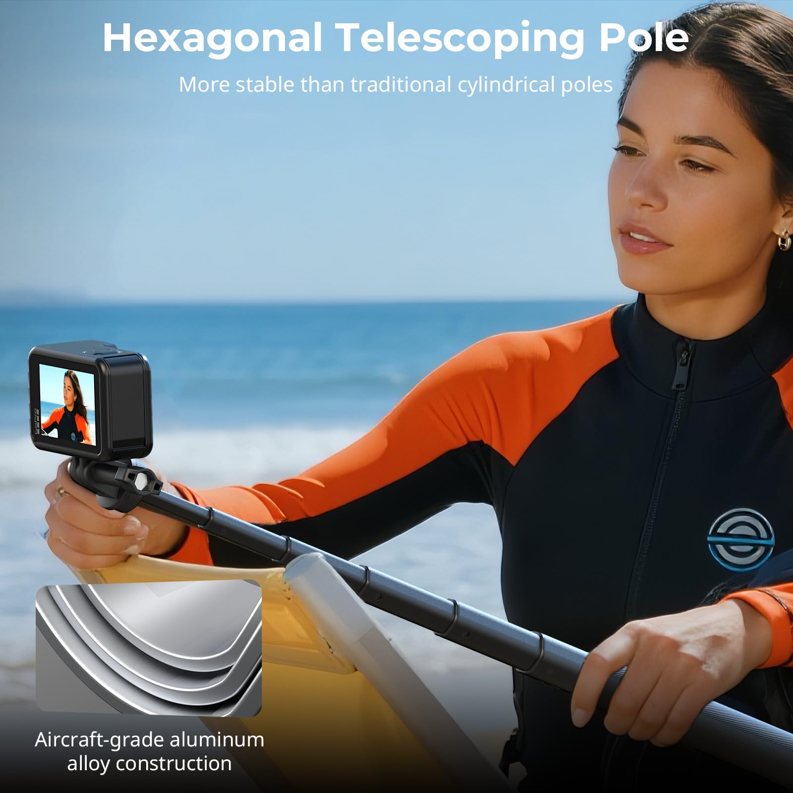SMALLRIG Selfie Stick for Action Cameras, Extendable 7.8-37.4 inches, with Tripod and Phone Mount Model 5403