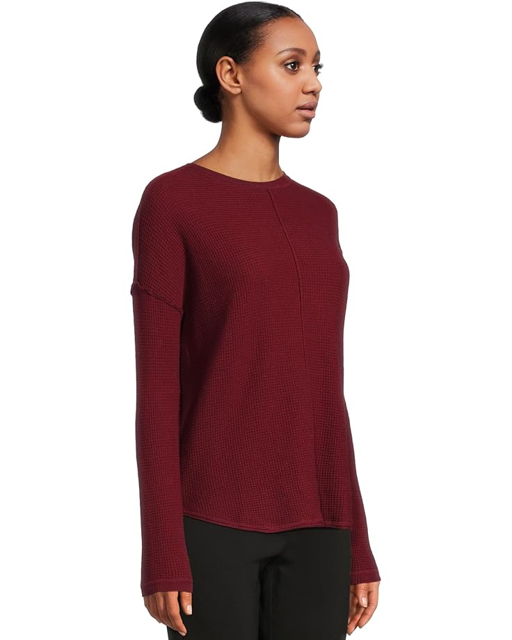 Elliott Lauren Cotton Cashmere - Round Neck Waffle Stitch Drop Shoulder Long Sleeve Sweater - #2 of 5