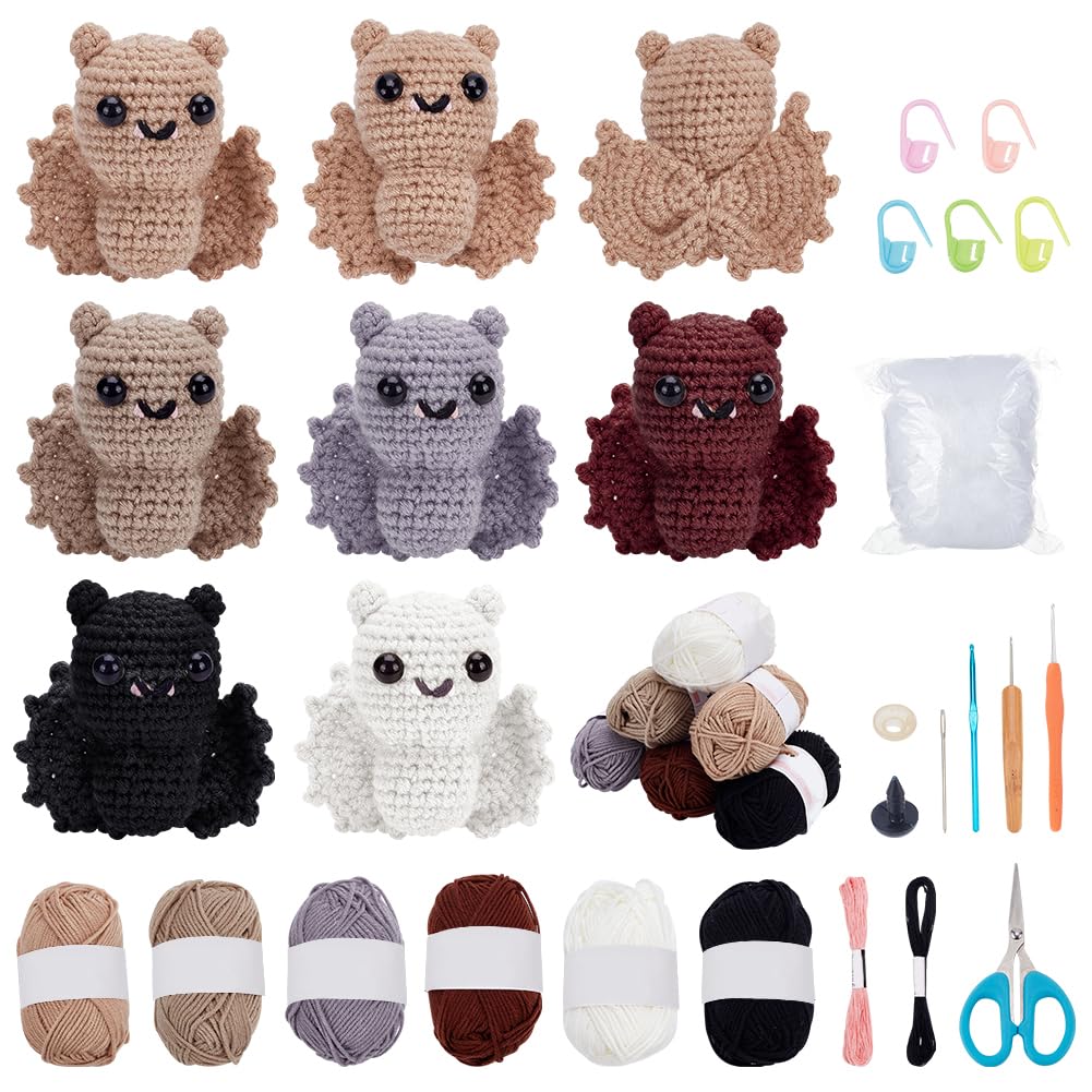 ACRNIGHEET Bat Crochet Kit for Adults & Beginners - Complete Halloween DIY Crochet Kit with Step-by-Step Instructions & Video Tutorials