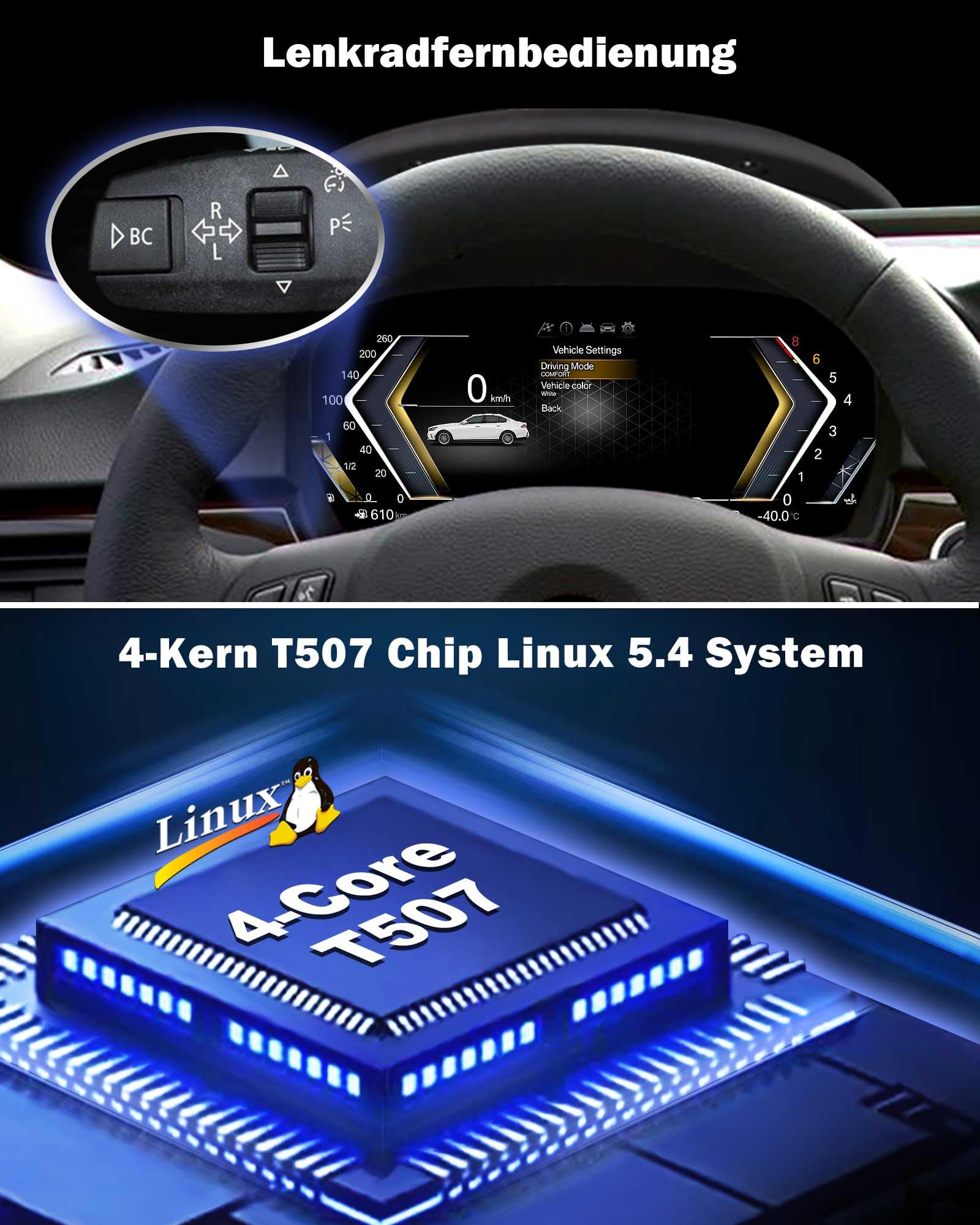 10" HD LCD Display digitale tachimetro per BMW 3 serie E90 E91 E92 E93 2005-2012 CCC/CIC tachimetro cruscotto cluster strumenti di ricambio 7-UI controllo volante LINUX 4 core Plug & Play