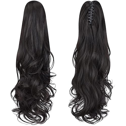 Miniatura 8 de Extensión de cola de caballo, extensiones de cabello con clip de garra de 22 pulgadas, extensiones de cabello largo y rizado, extensión de cabello